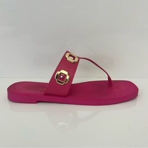 Larroude Milan Grommet Thong Jelly Flip Flop Sandals Pink Gold Size 8/9